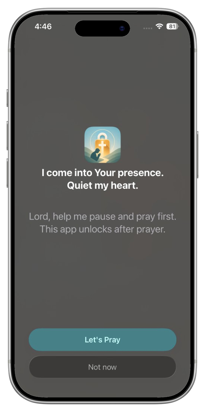 Prayer gate shown when you open a blocked app